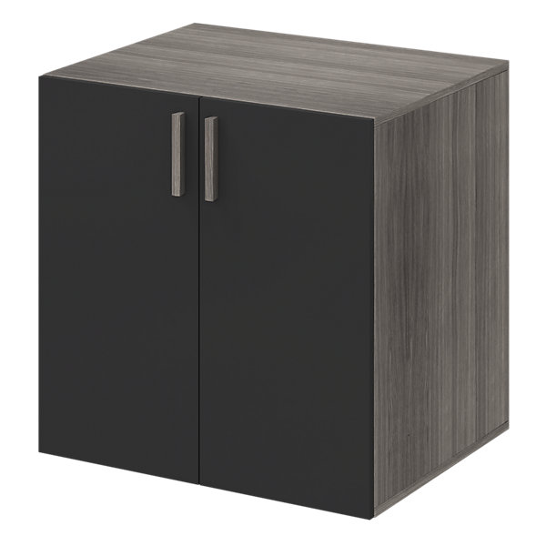 Meuble de rangement portes battantes noir et effet chêne grisé GoodHome Atomia H. 75 x L. 50 x P. 58 cm