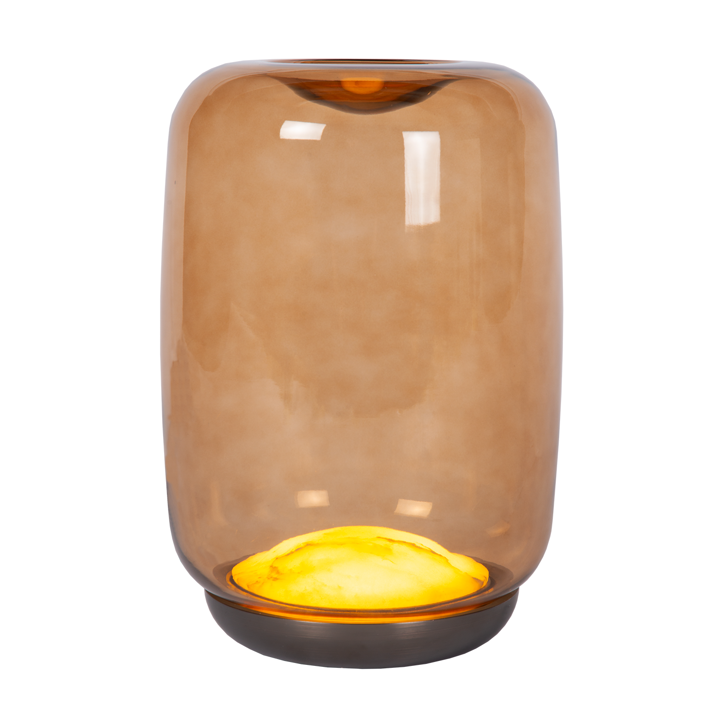 Atmooz Skibo tafellamp - amber glas & bronzen voet - LED sfeerlamp
