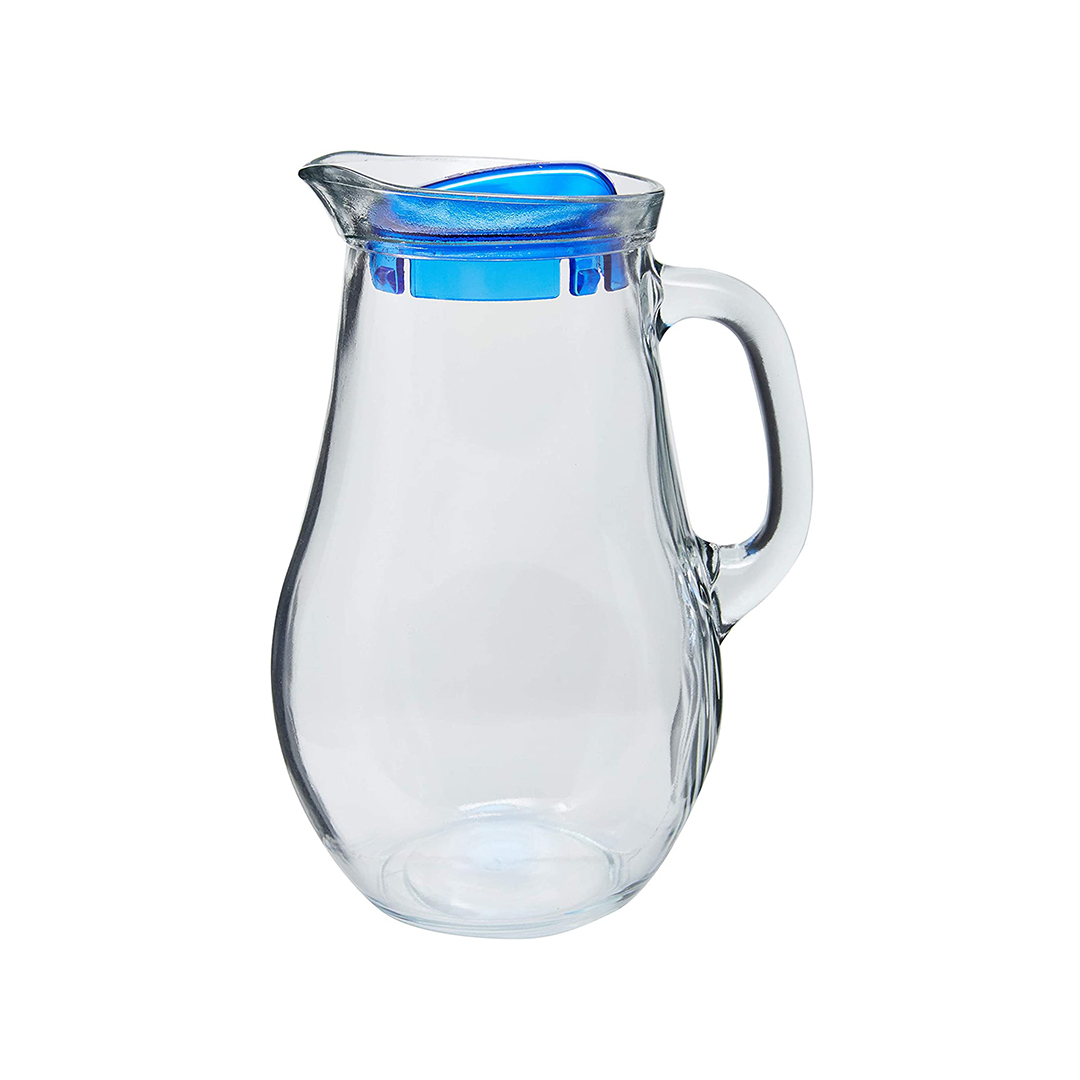 Jarro de vidro com tampa plástica azul