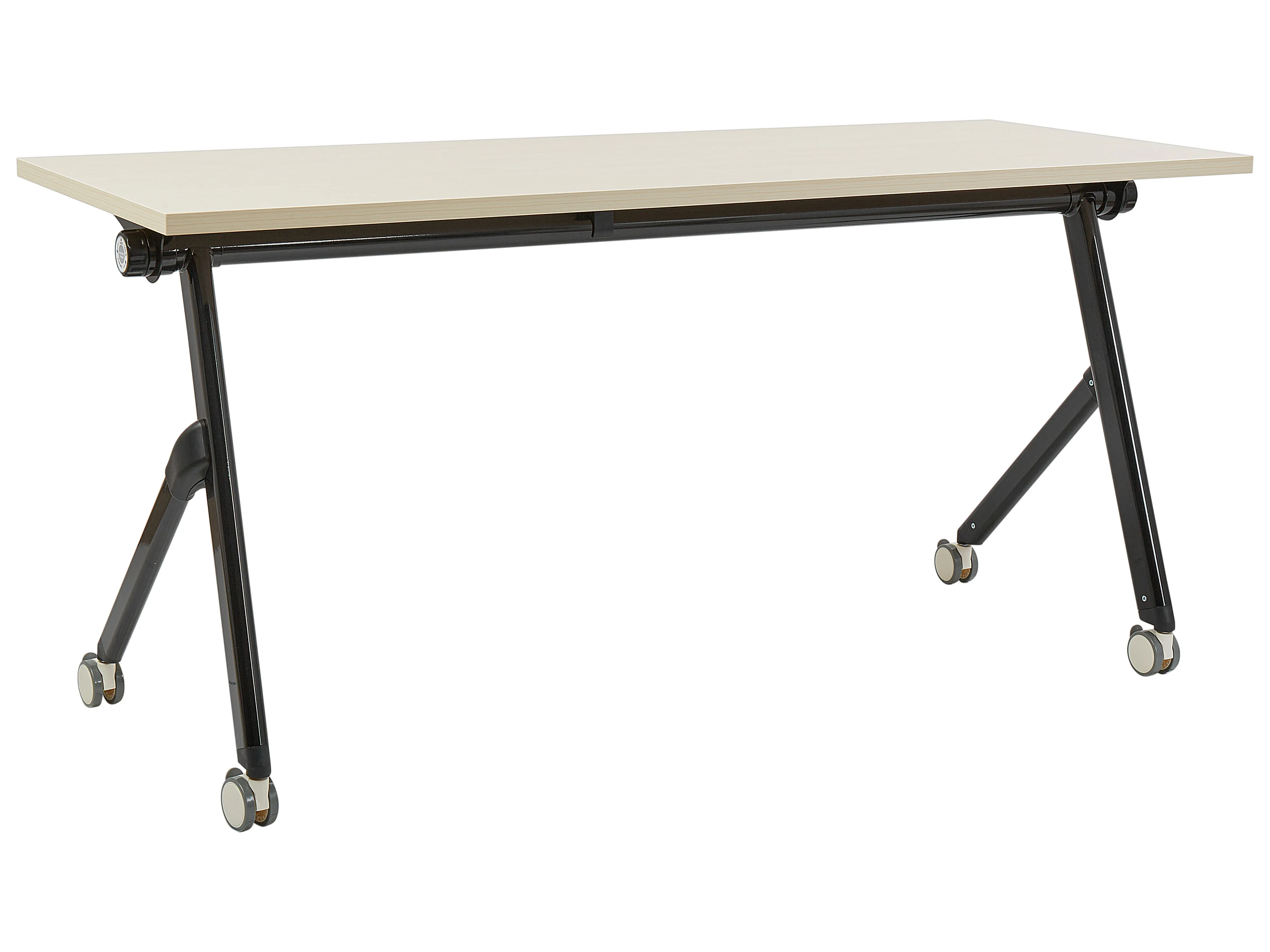 Foldable Office Desk BENDI Light Brown 120 cm 60 cm with Wheels