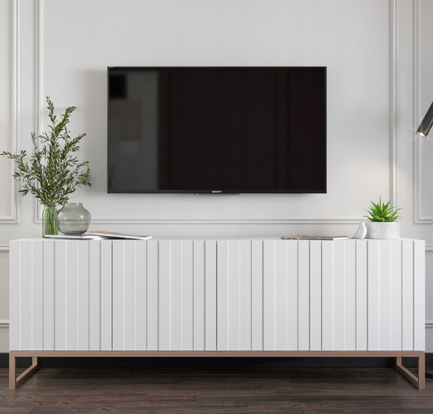 Szafka RTV Glamour Komoda RTV Glamour Biała 150 cm