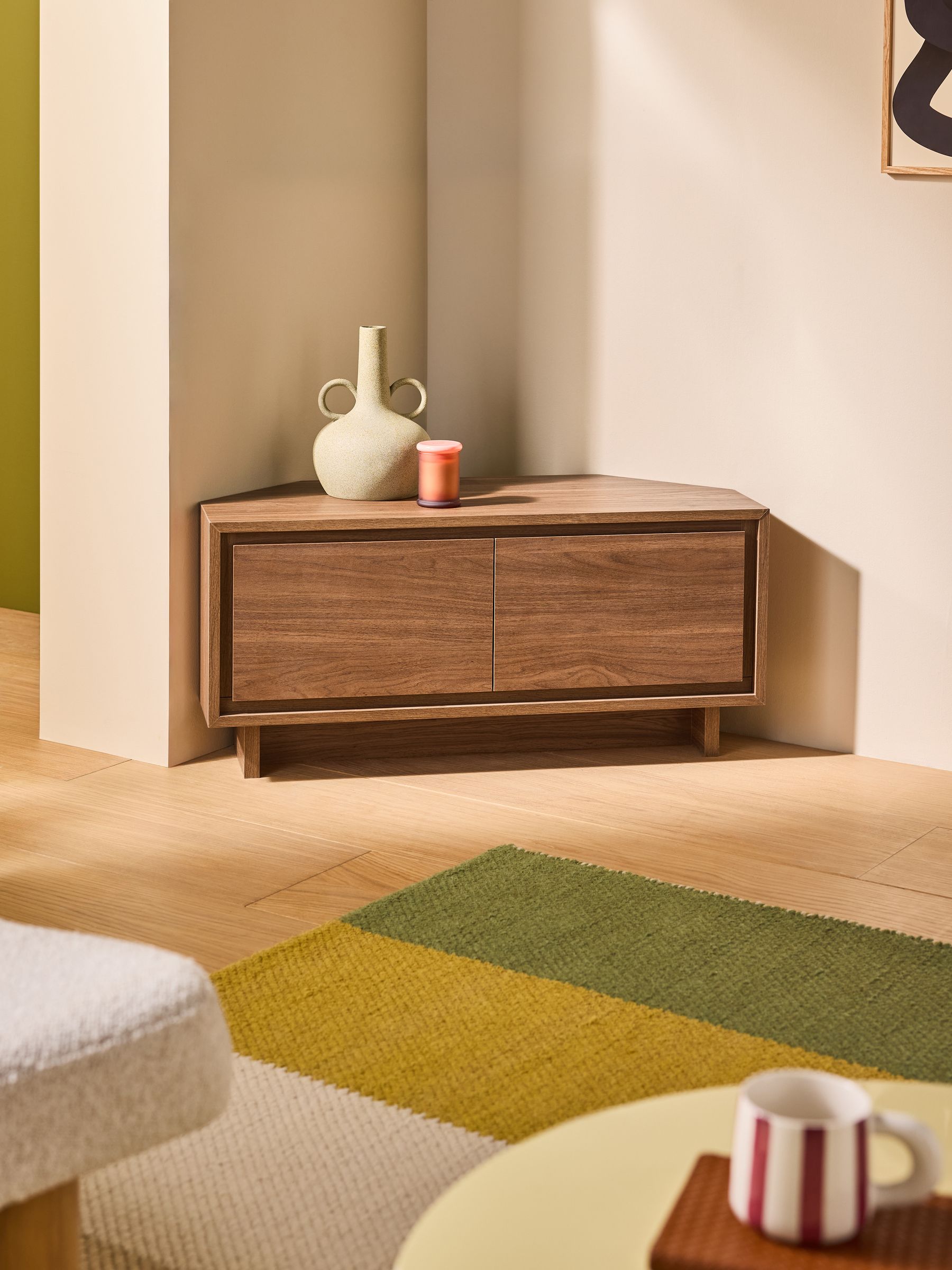Kaci Corner Up to 50 Inch TV Unit in Dark Walnut Effect