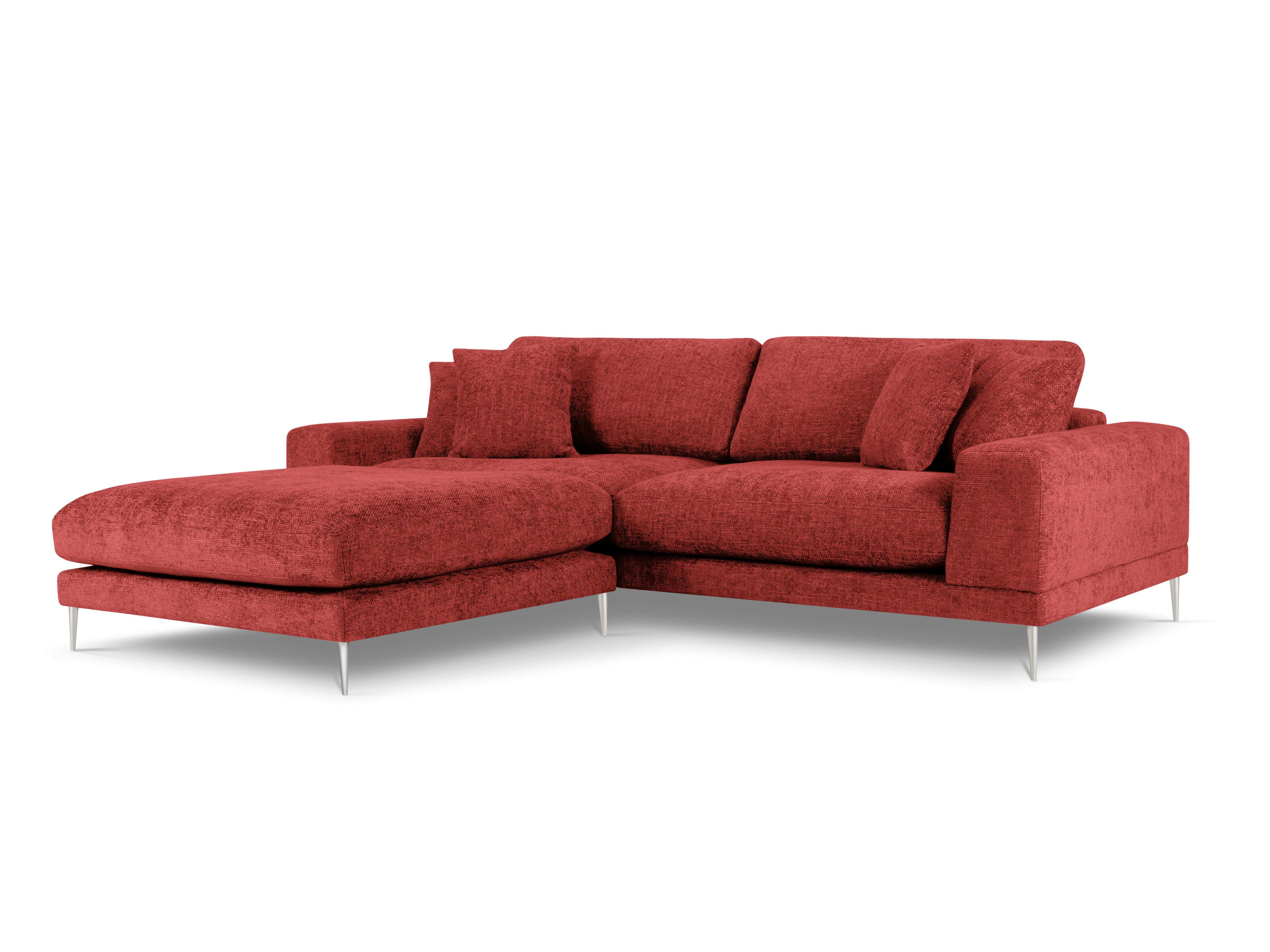 JOG - Canapé d'angle gauche 5 places en tissu structuré rouge