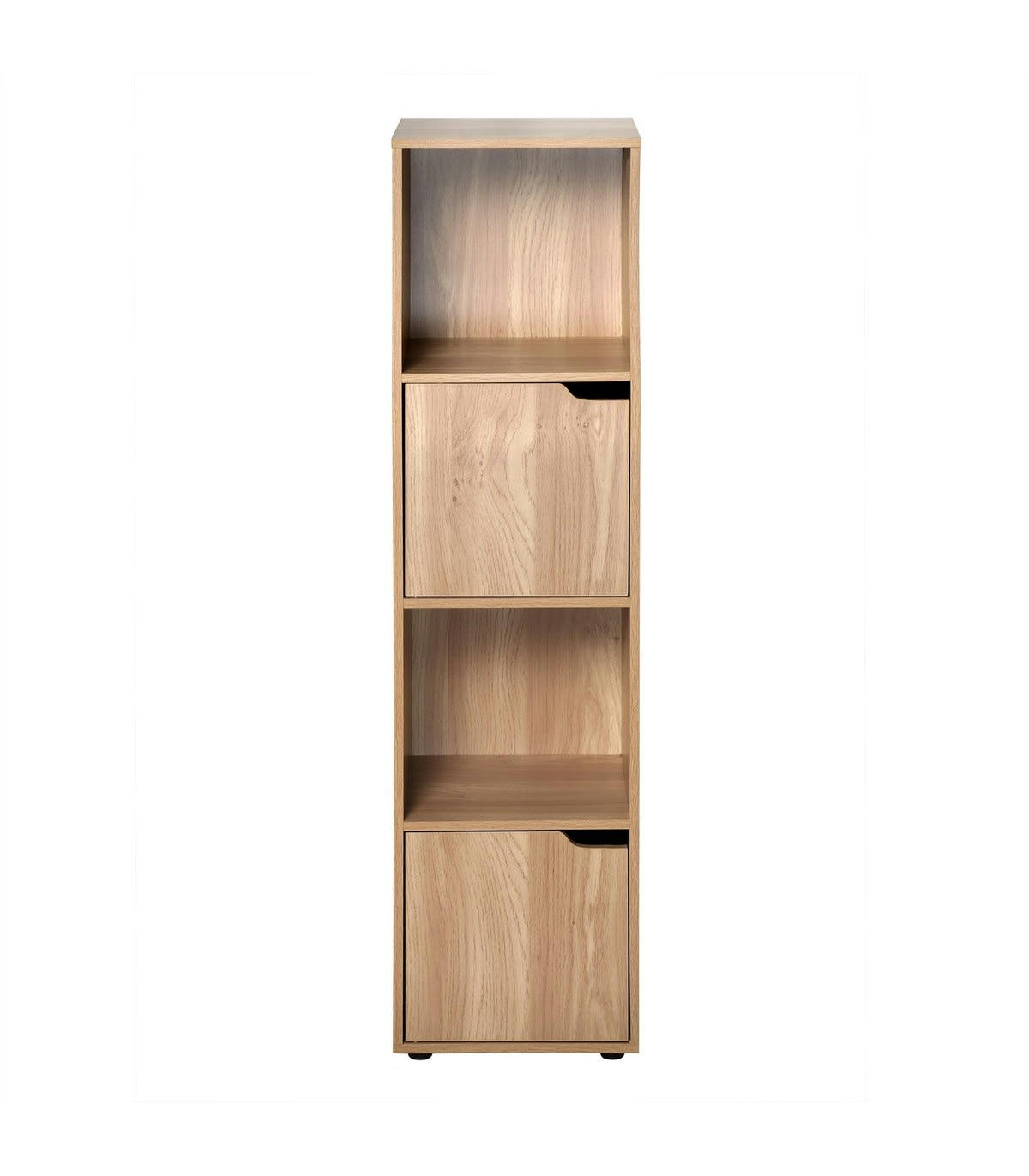 MODU - Meuble 4 cases décor bois 2 portes - L31 x H120 cm