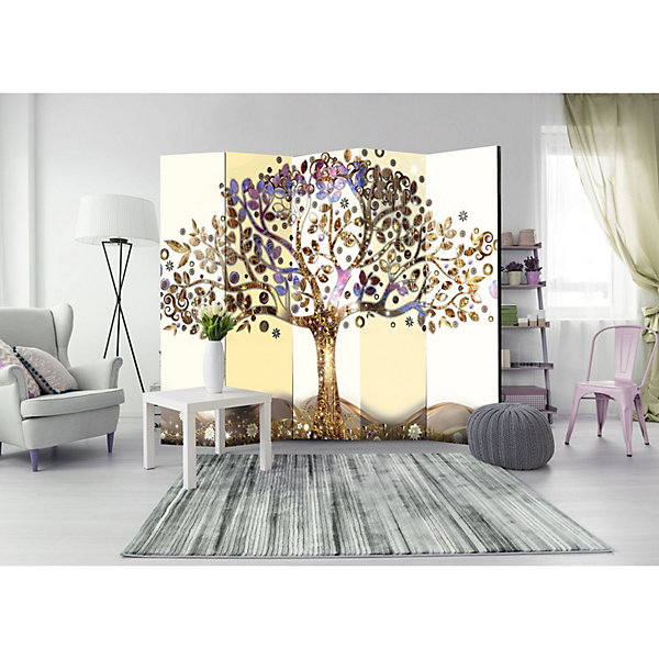 Paravent Arbre d'Or II Déco 5 Volets Design Unique 225 x 172 cm Bronze et Multicolore