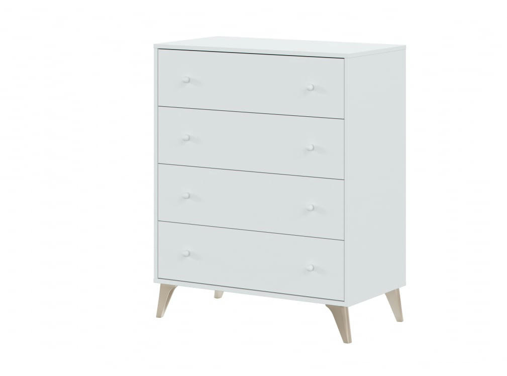ZORA - Commode scandinave blanche 4 tiroirs L77,5cm X P40cm x H95cm