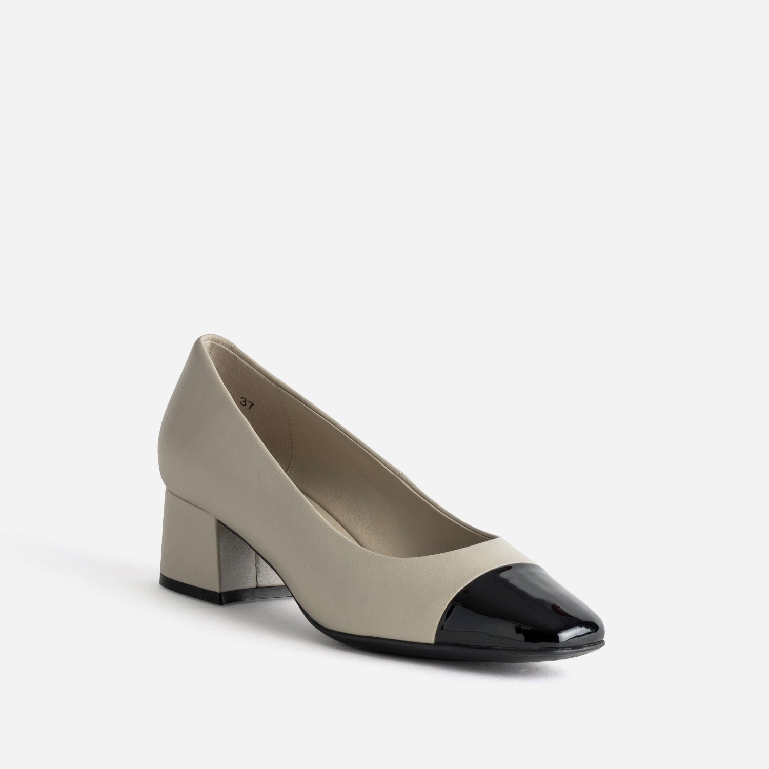 Escarpin CAPRICE beige cuir bout verni à talon