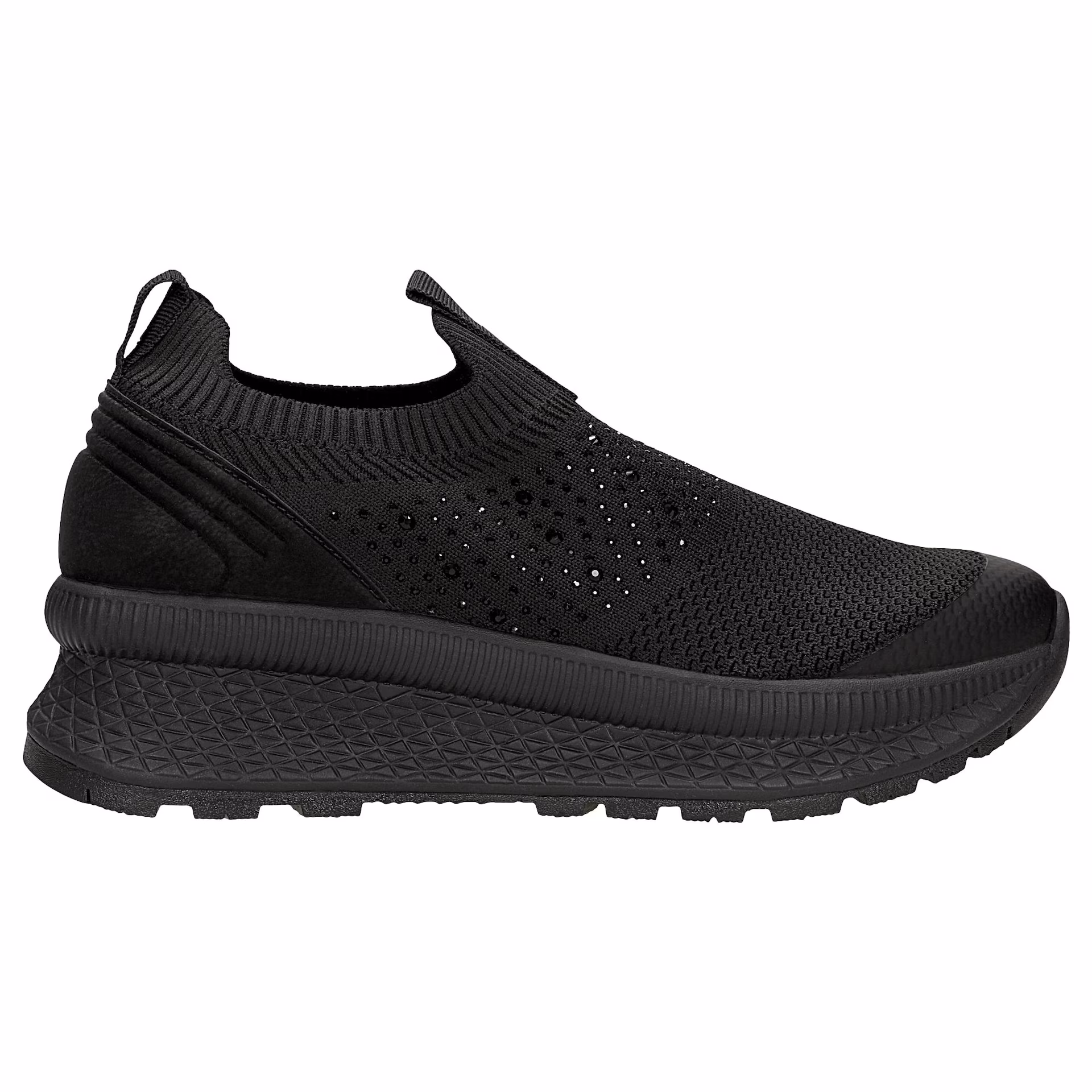 Czarne materiałowe sneakersy RELAKS z kryształkami