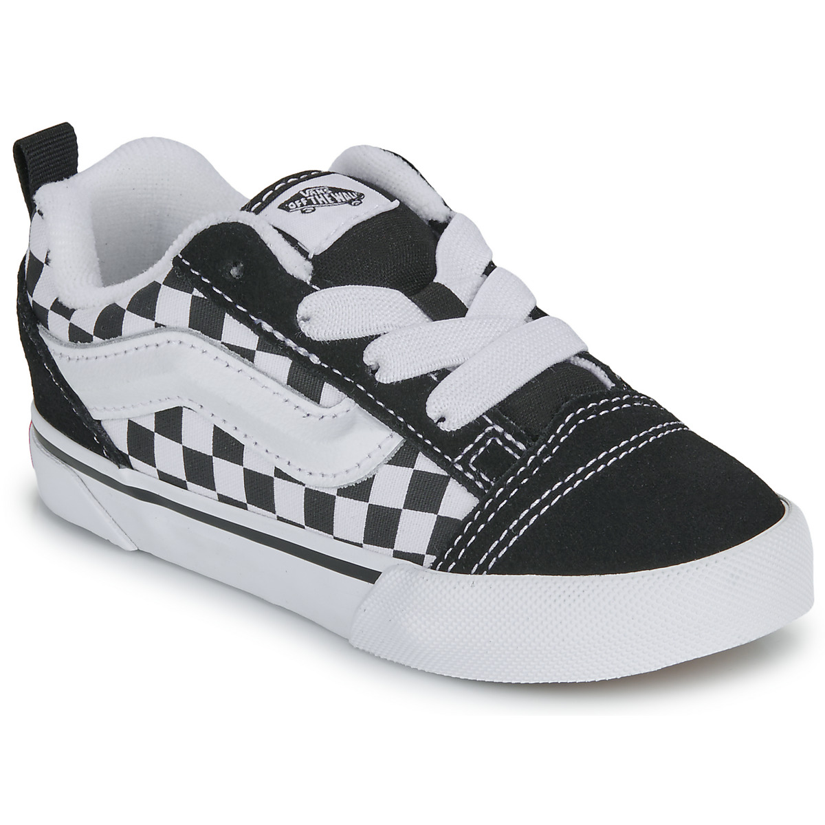 Vans - Knu Skool Elastic Lace CHECKERBOARD BLACK/TRUE WHITE - Black / White