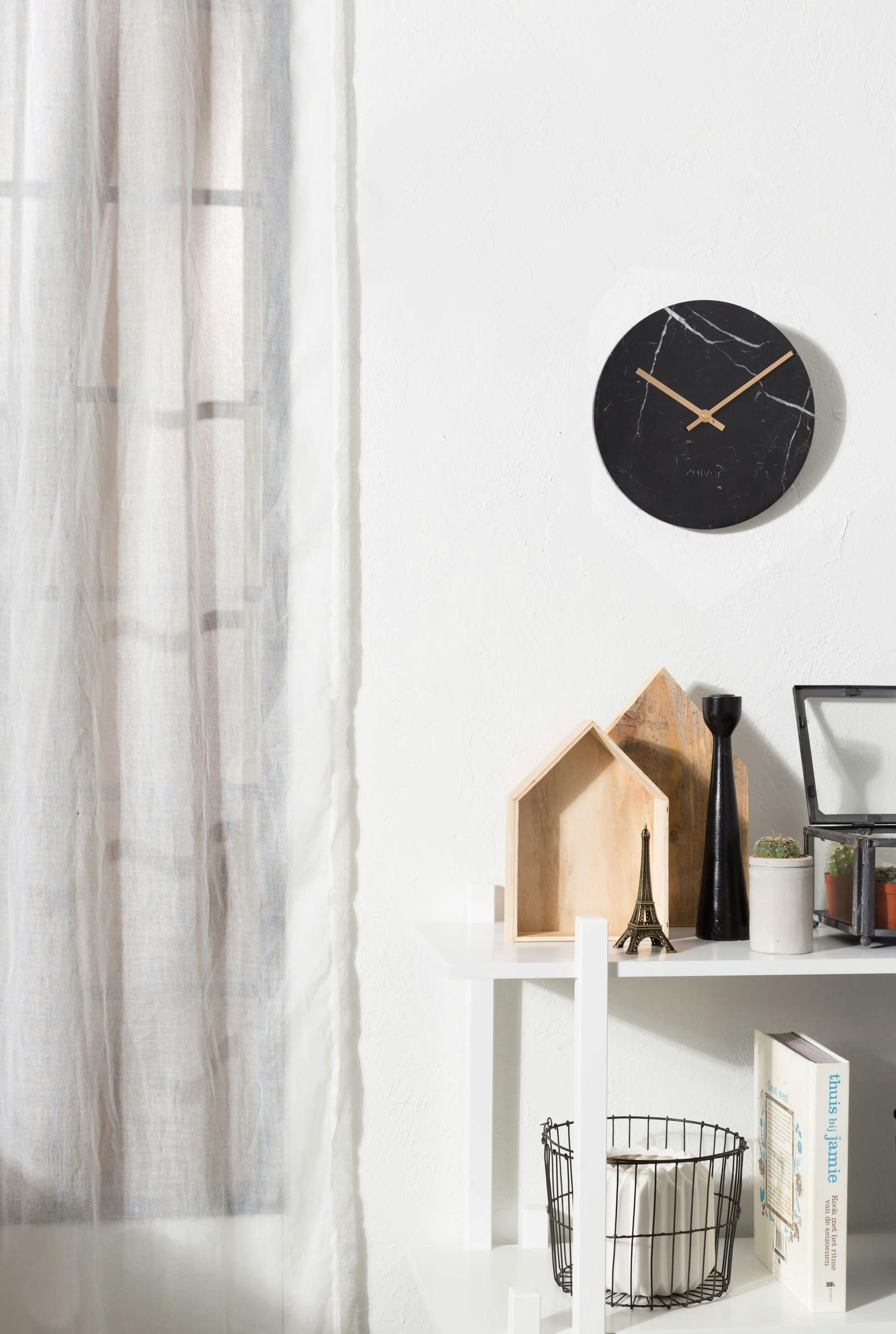 TIME - Horloge en marbre noir D25