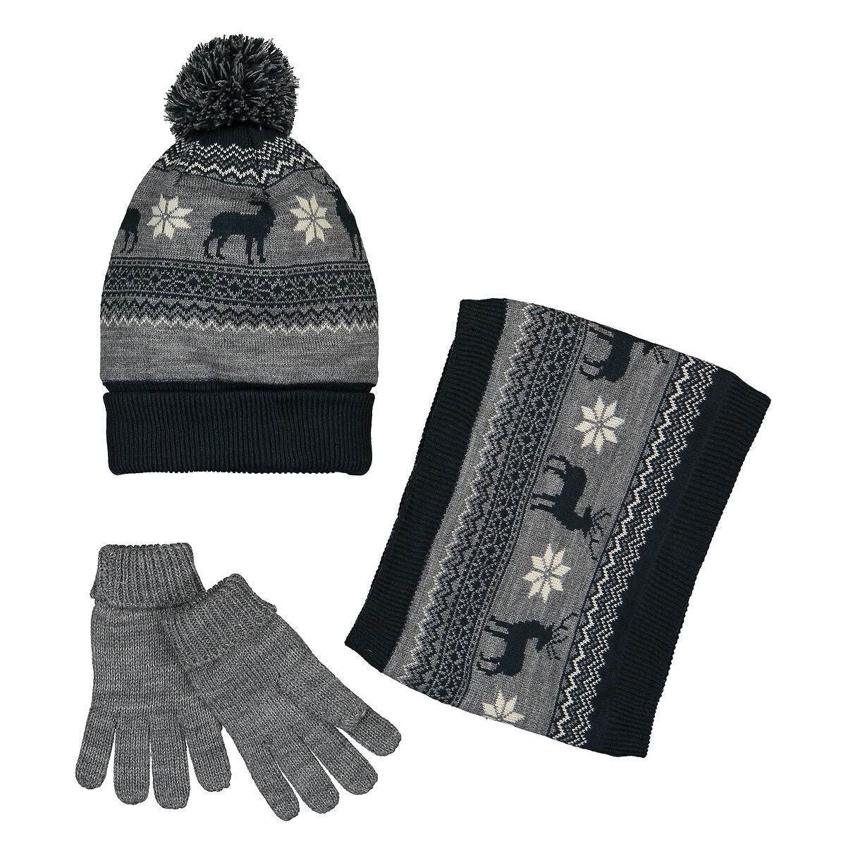 Ensemble 3 pièces bonnet, snood et gants