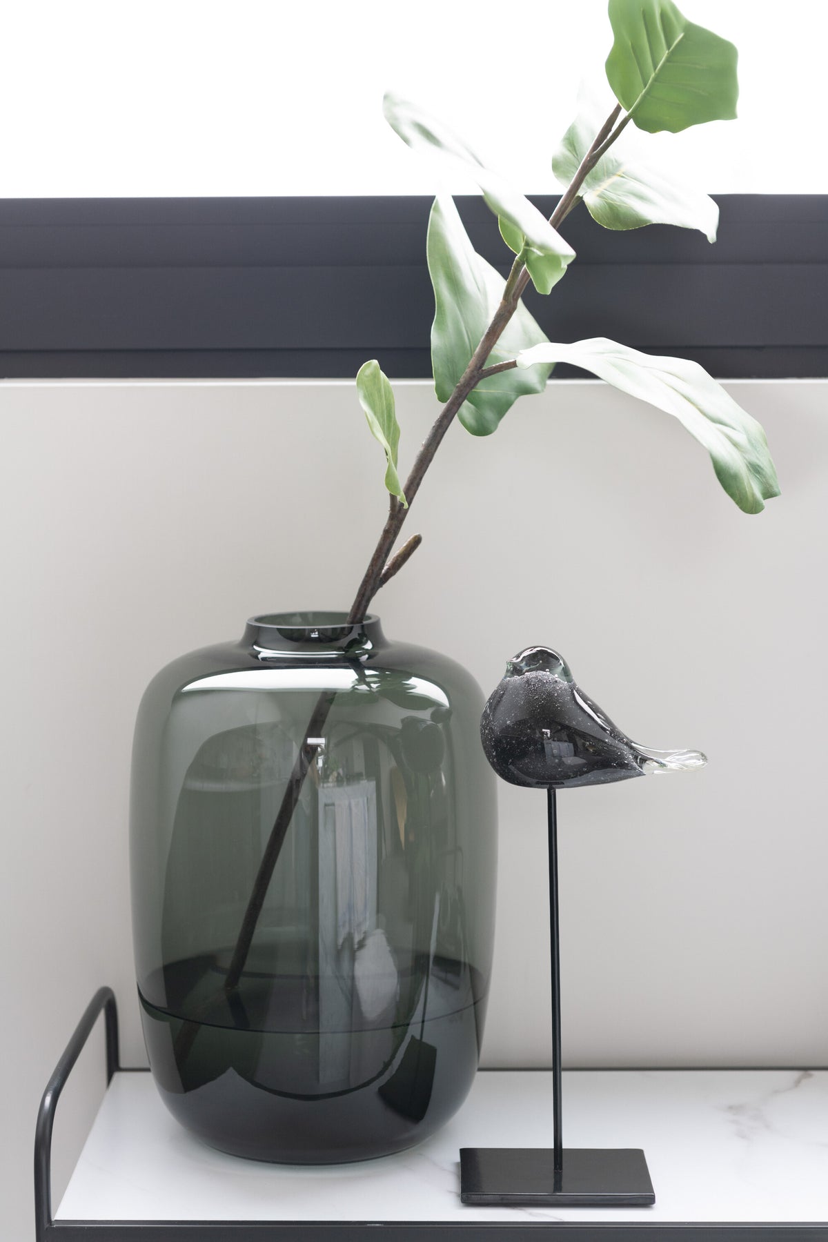 J-Line vaas Cleo - glas - grijs - large - 45 cm hoog