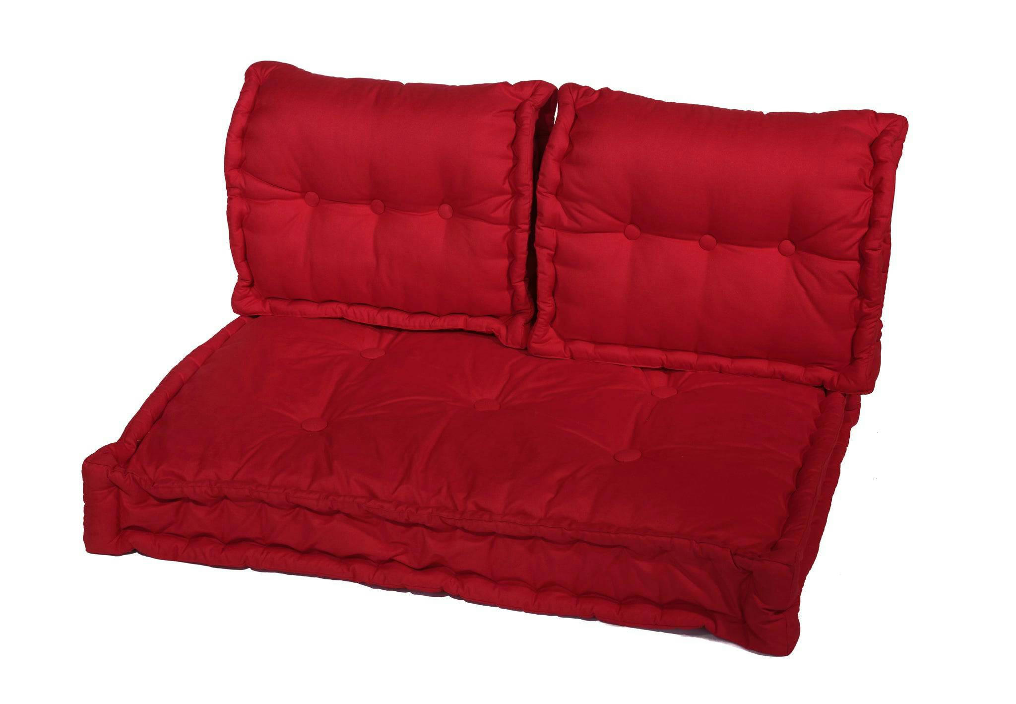 - Coussins pour palette capitonné en polyester 120x80x20cm  rouge