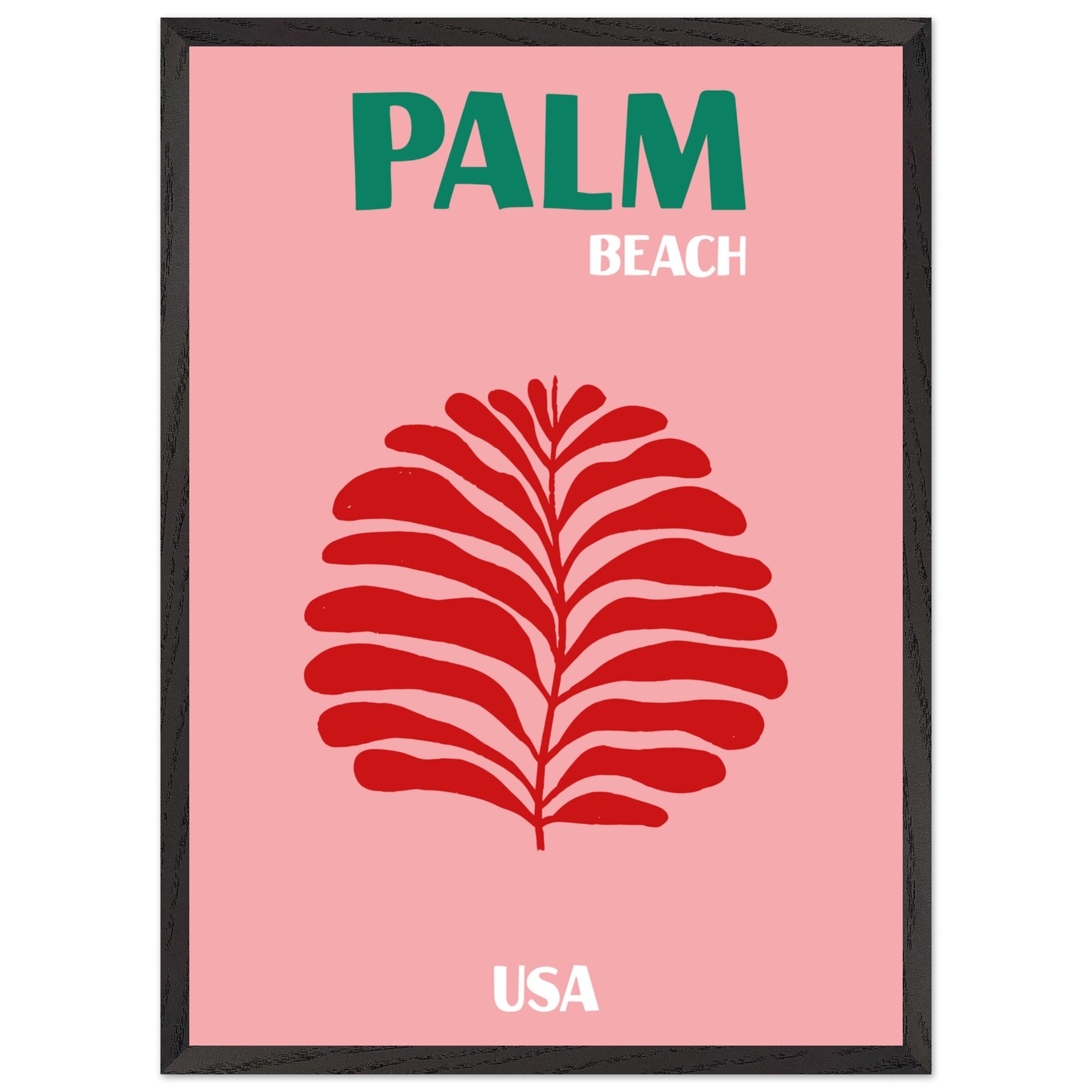 Artfulprints Poster met Lijst USA - Palm Beach  - 50x70 cm - Roze