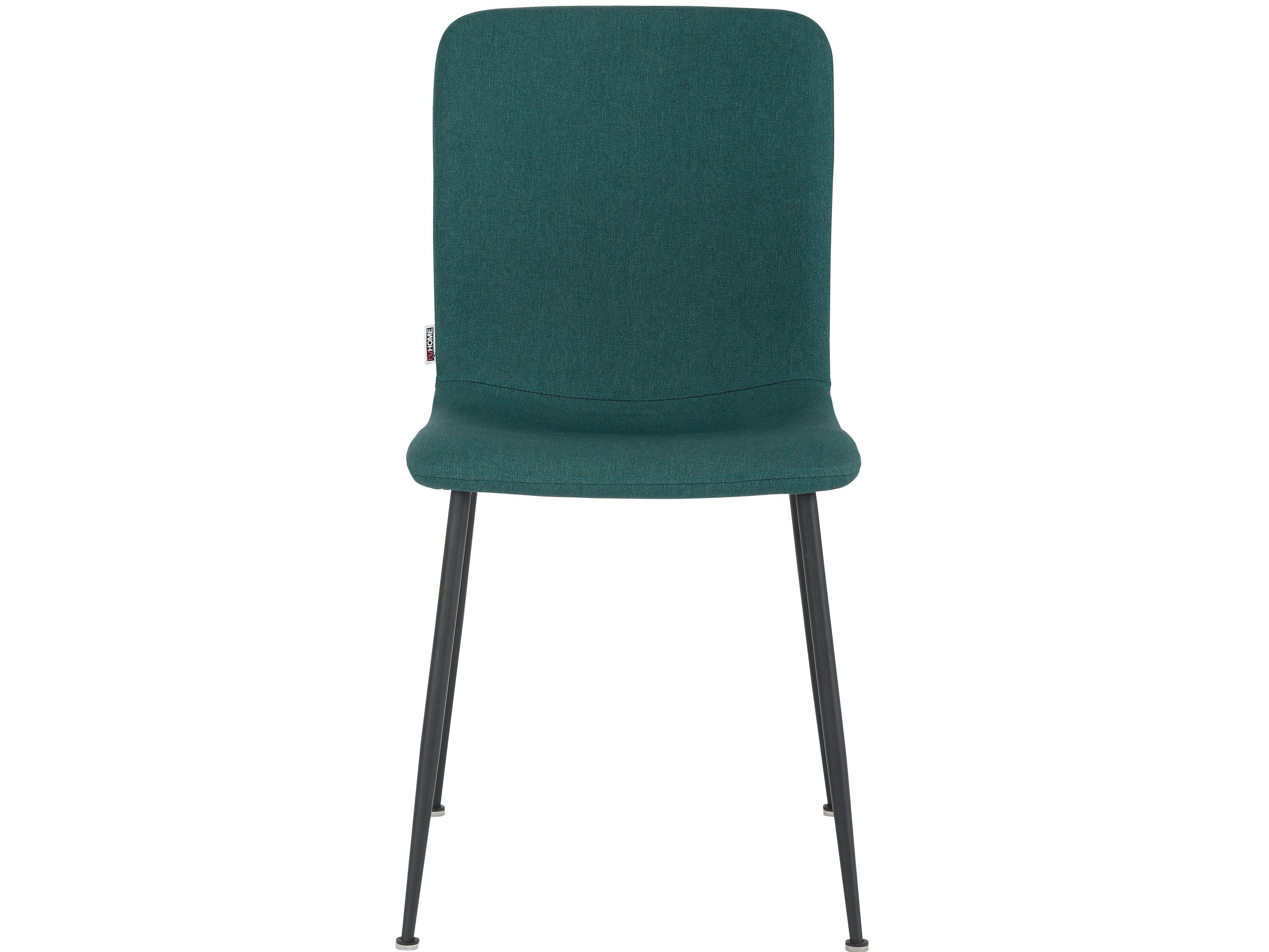 FAYE - Lot de 2 chaises de salle à manger rembourrées en tissu vert