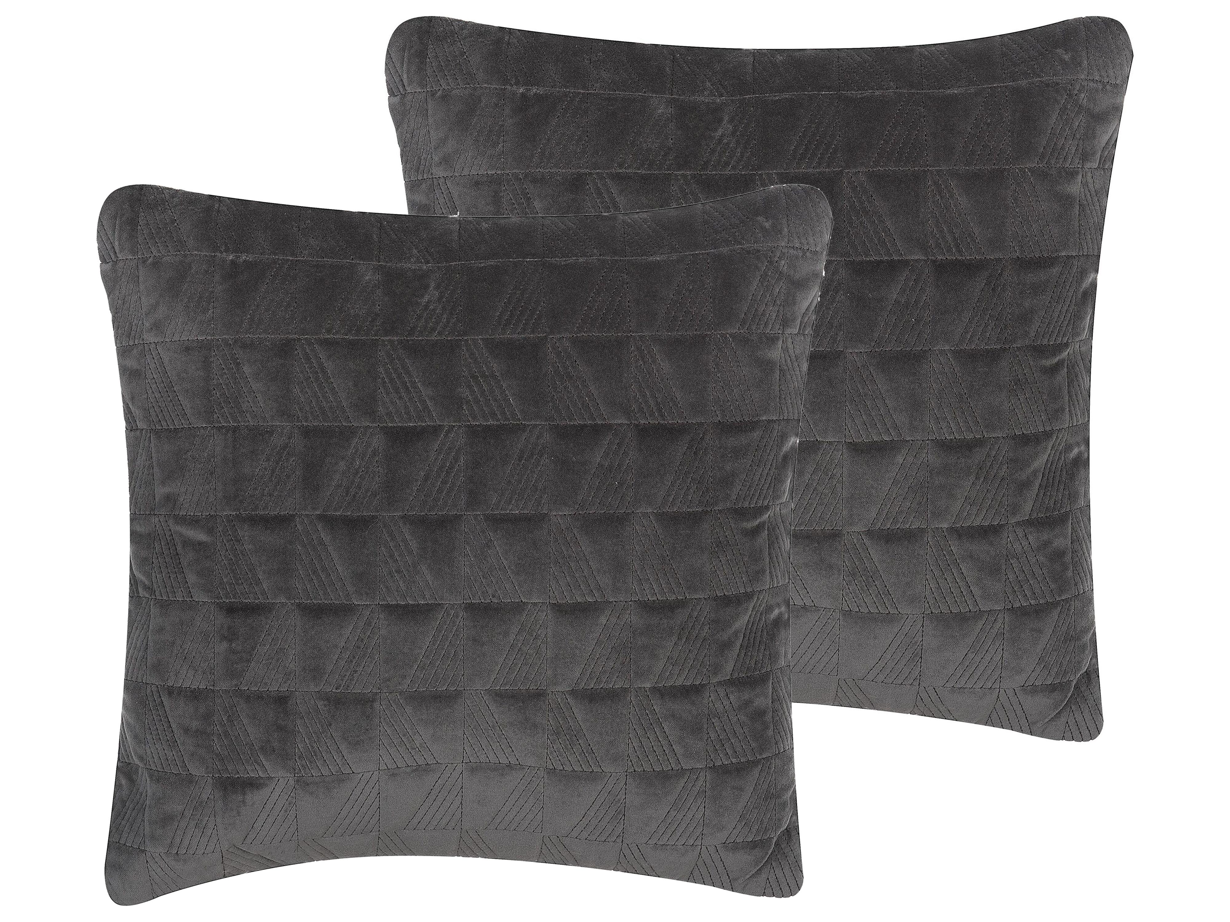 Throw Cushion LALAM Cotton 45 x 45 cm Grey Chevron Pattern
