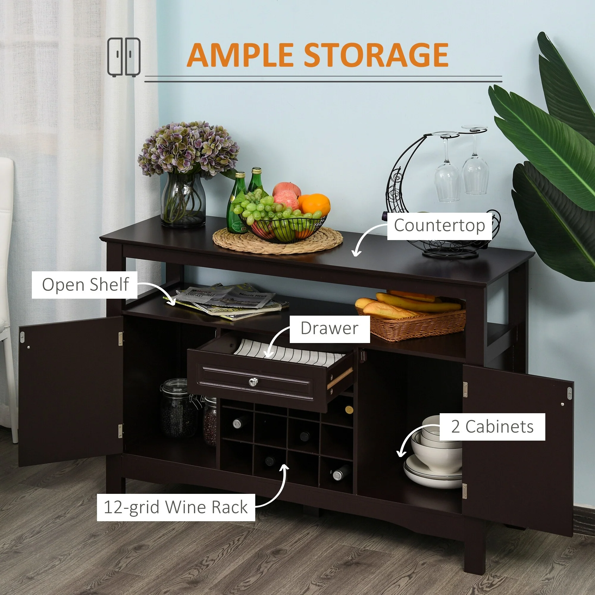 Coffee Bar Cabinet Sideboard Buffet Cabinet