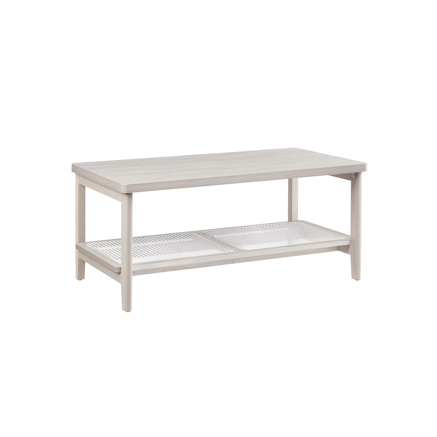 Table basse à 2 niveaux style boho beige chêne