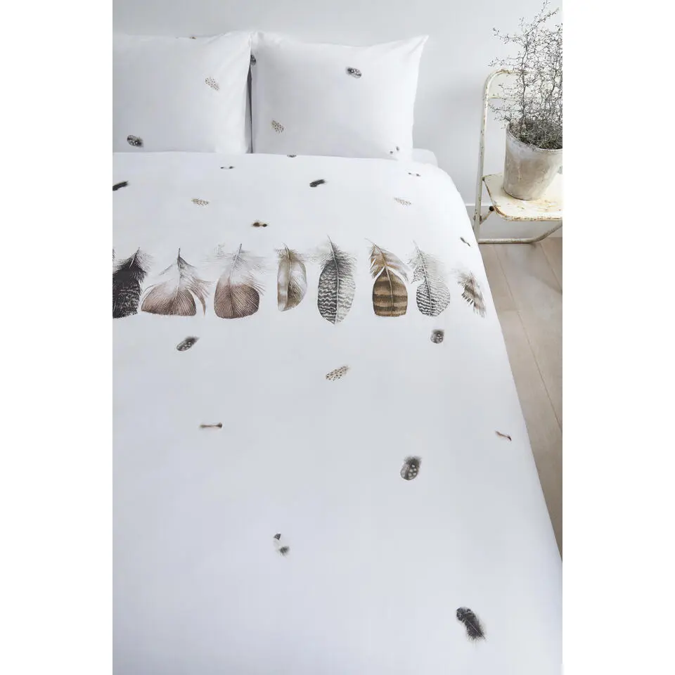 Marjolein Bastin dekbedovertrek Wild Feathers - wit - 200x200/220 cm