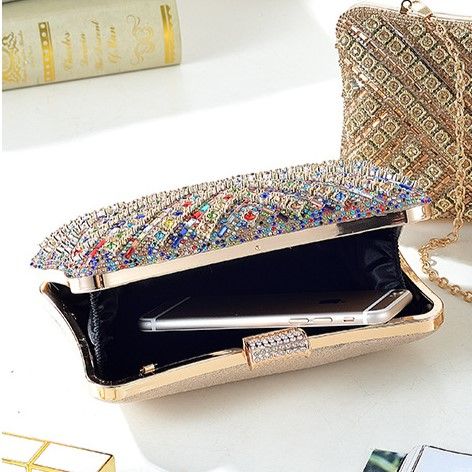 PEACH ACCESSORIES Crystals stones evening clutch bag