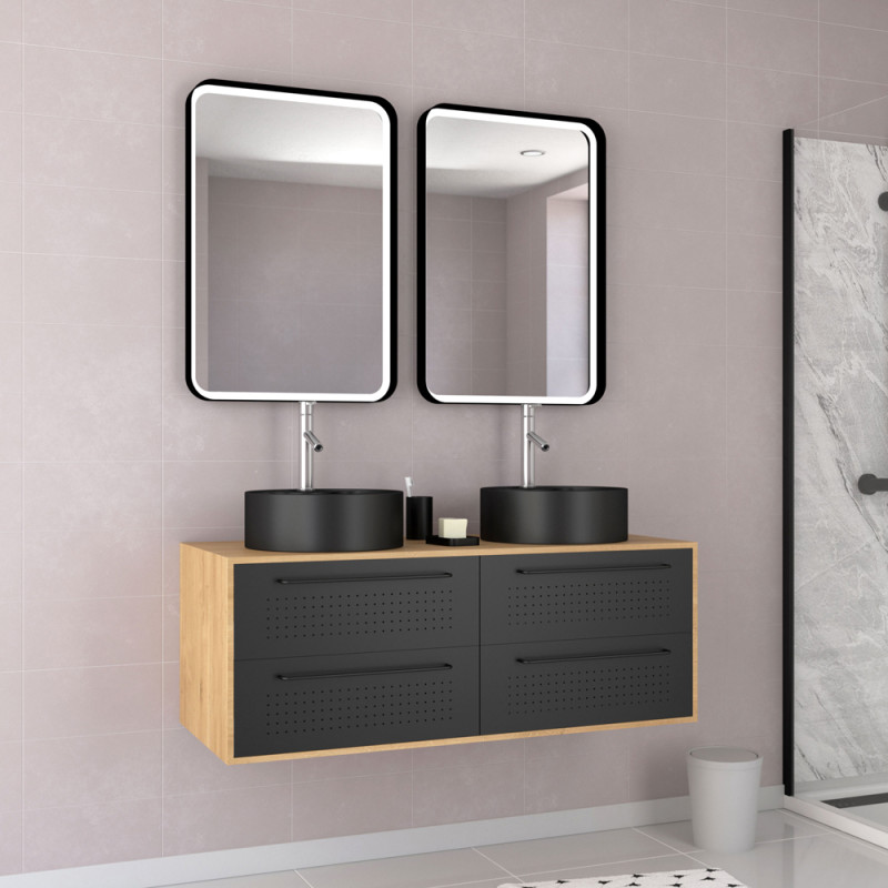 Meuble sous-plan Dotz chêne naturel et noir 120 cm AURLANE