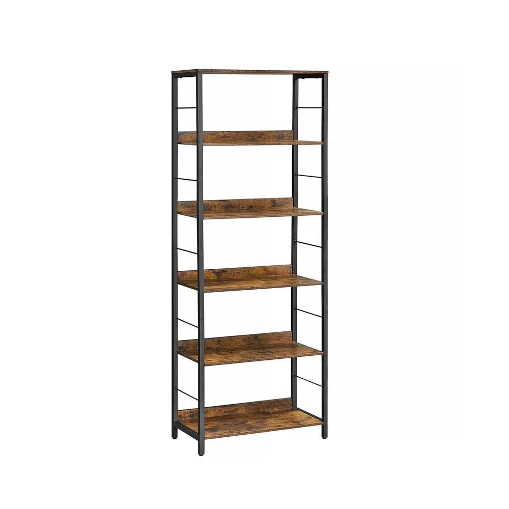 Metal Industrial Bookshelf with Back Panel and Open Shelving