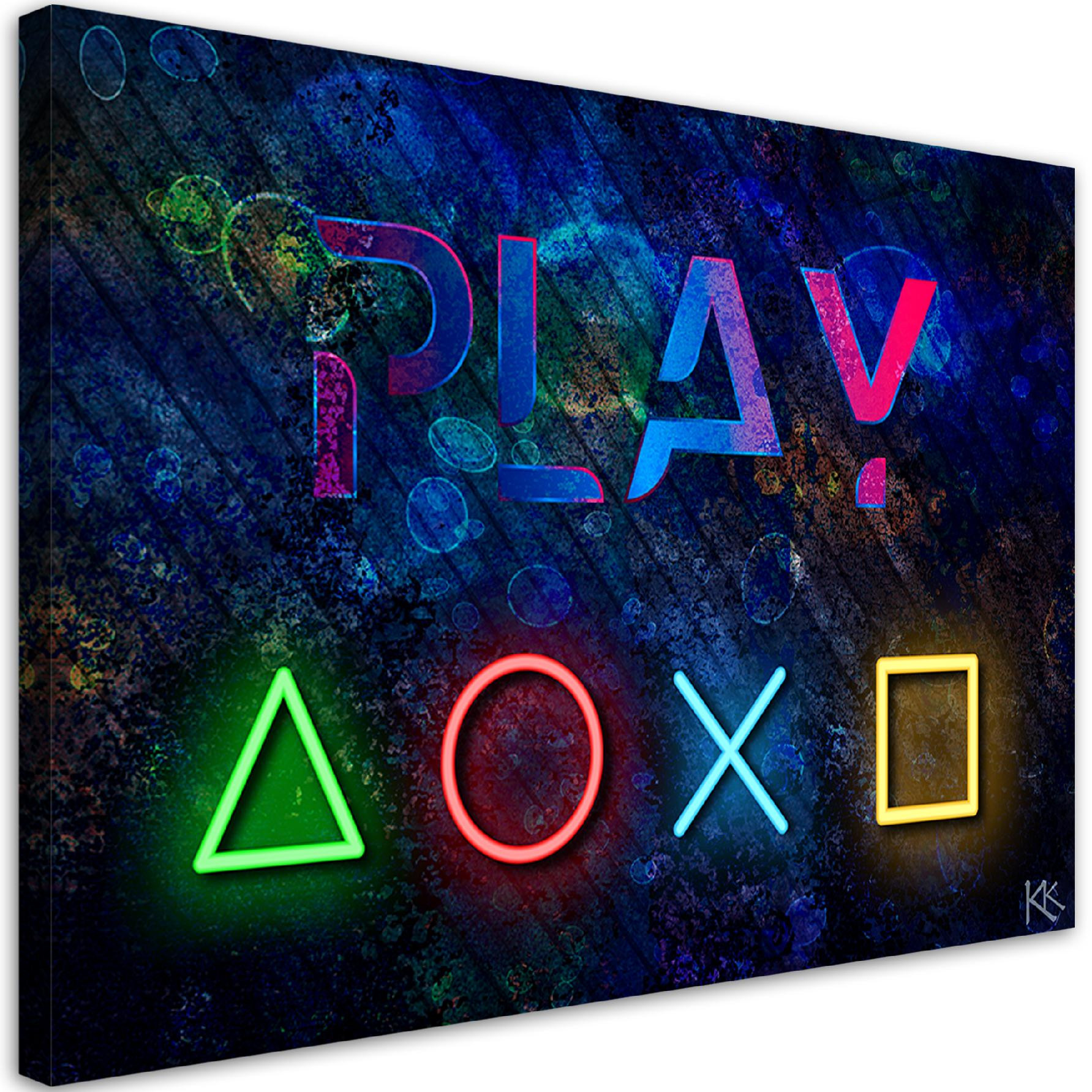 Feeby Obraz Przyciski do kontrolera i napis play 60x40