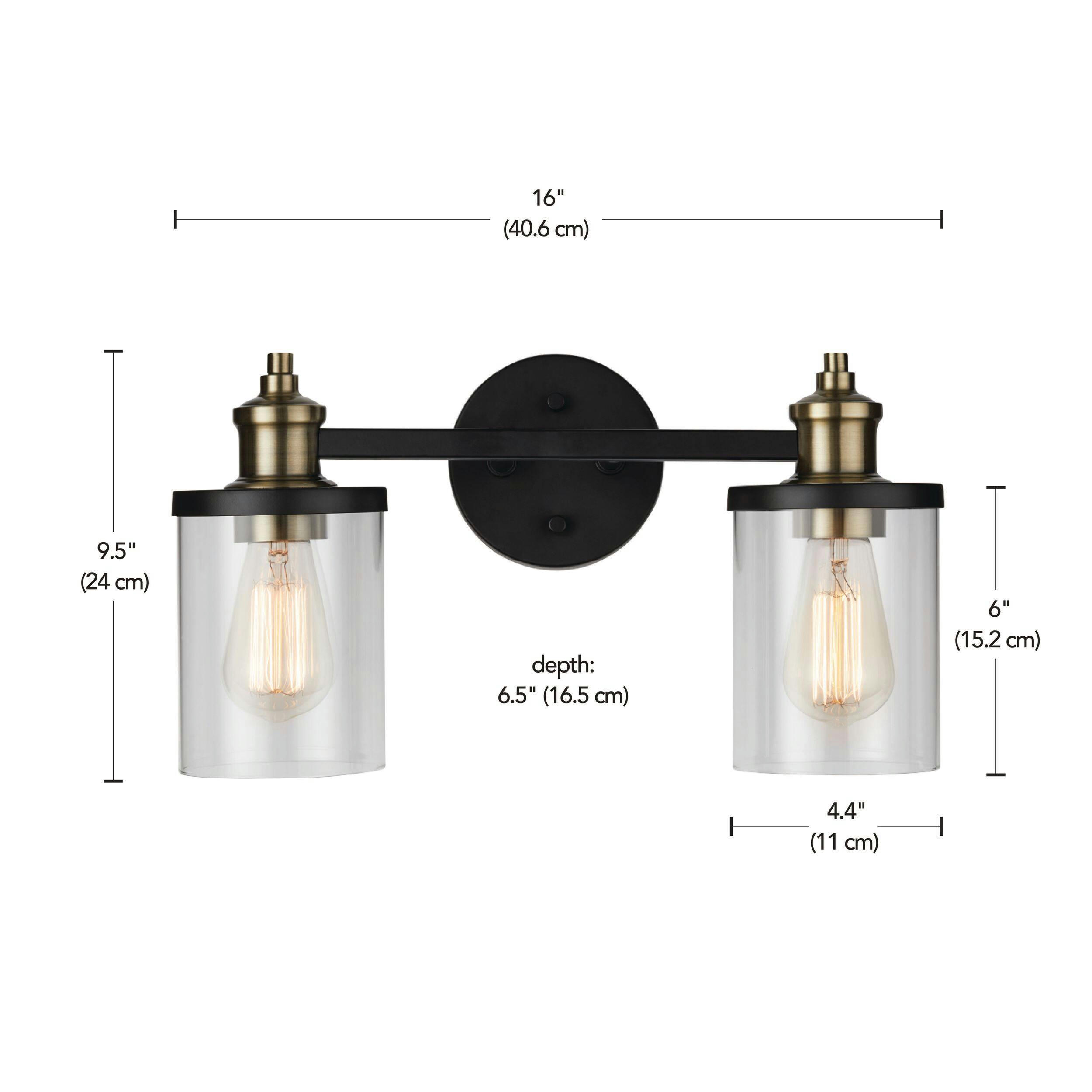 CANVAS Calliet 2-Light Vanity Light, Matte Black/Brass