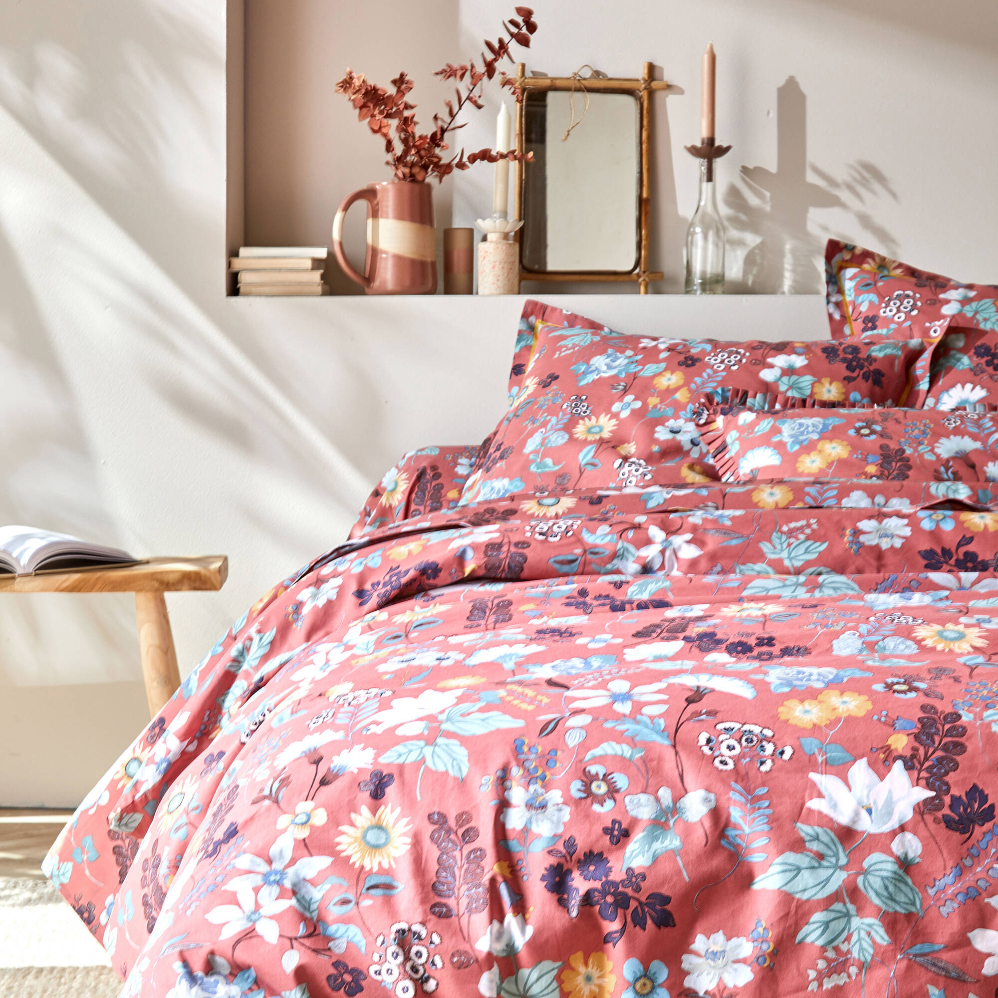Linge de lit Kelly en coton imprimé floral