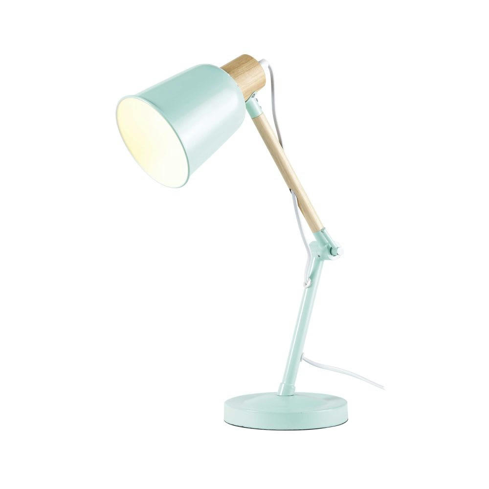 PIXIE - Lampe de bureau en métal vert et hévéa