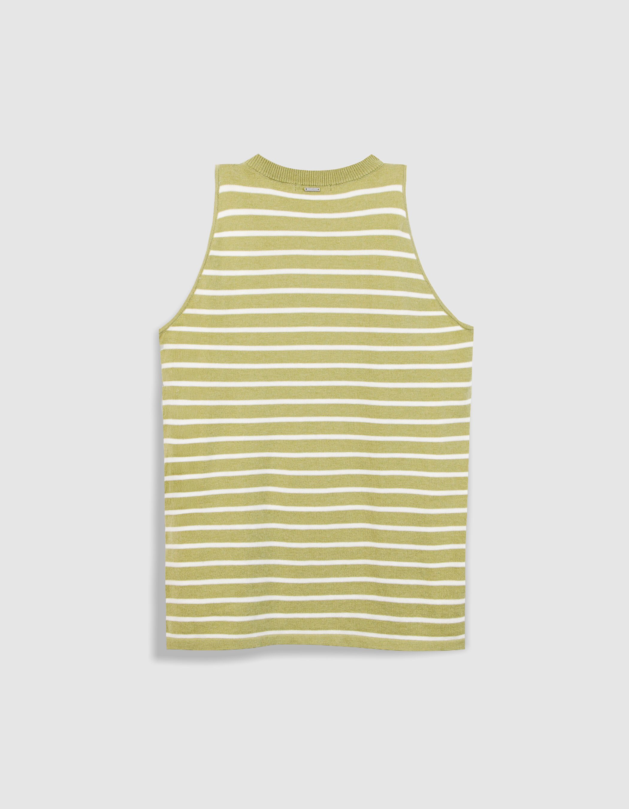 Pull sans manches vert motif rayures Femme