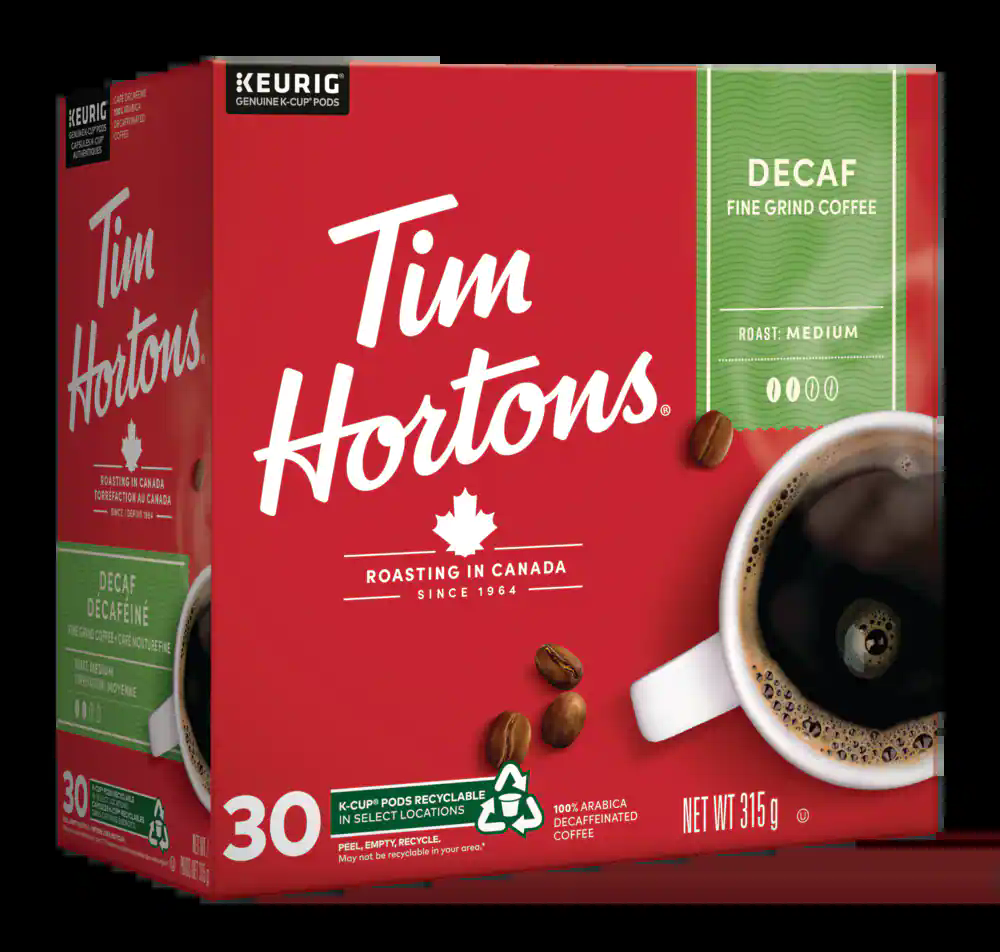 Keurig Tim Hortons Decaf Fine Grind Medium Roast K-Cup® Coffee Pods, 315-g, 30-pk