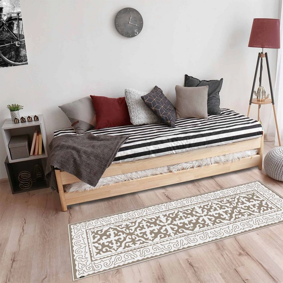 Vinyl Teppich »Aksana«, BxL:180 cm x 68 cm, weiß|beige