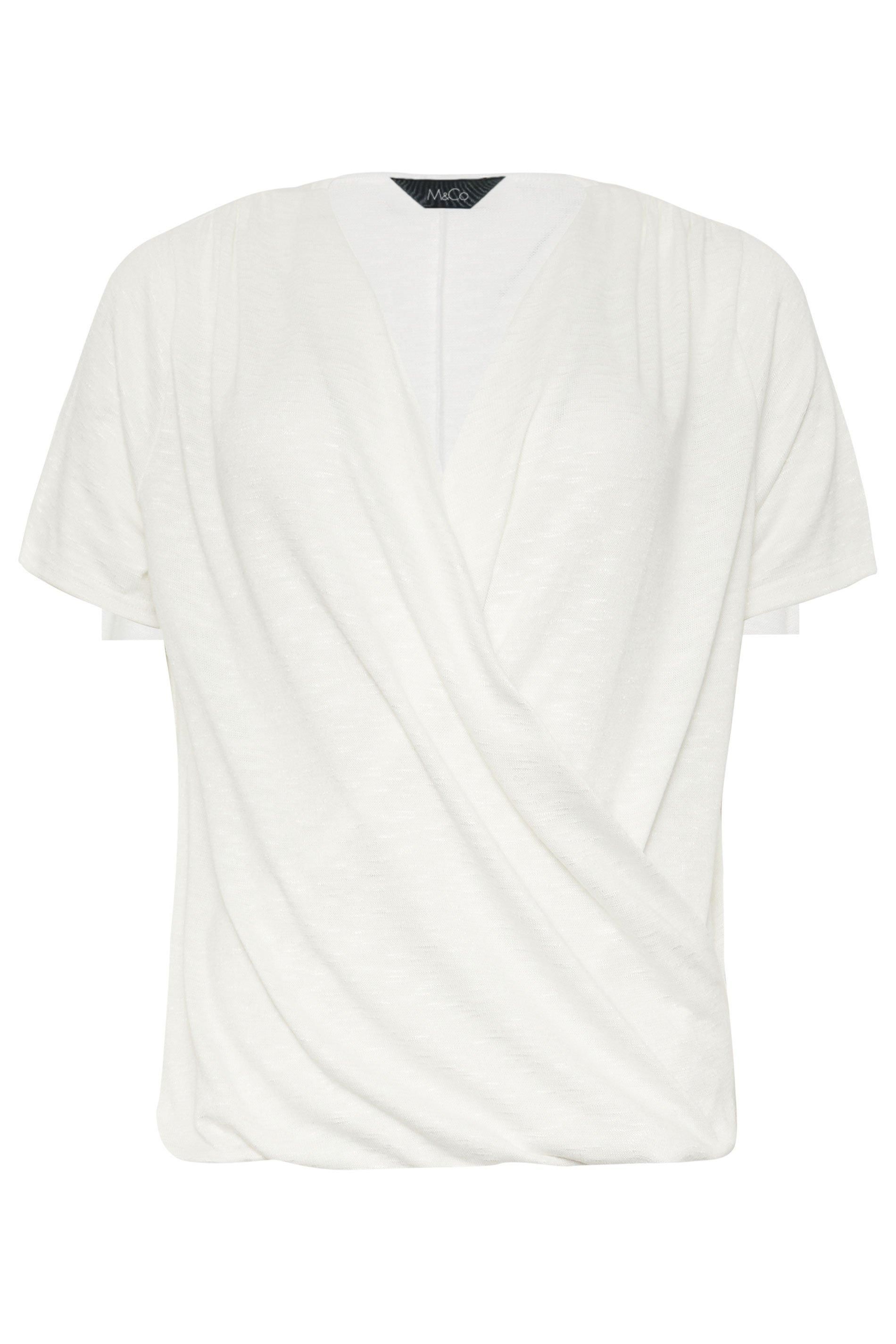 M&Co Short Sleeve Wrap Top