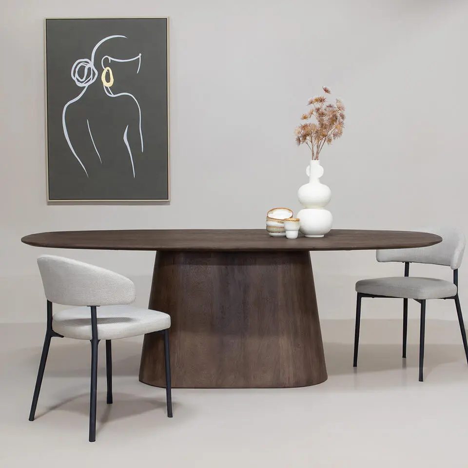 Eettafel Donkerbruin Mangohout - 240x100x76cm - Stijn