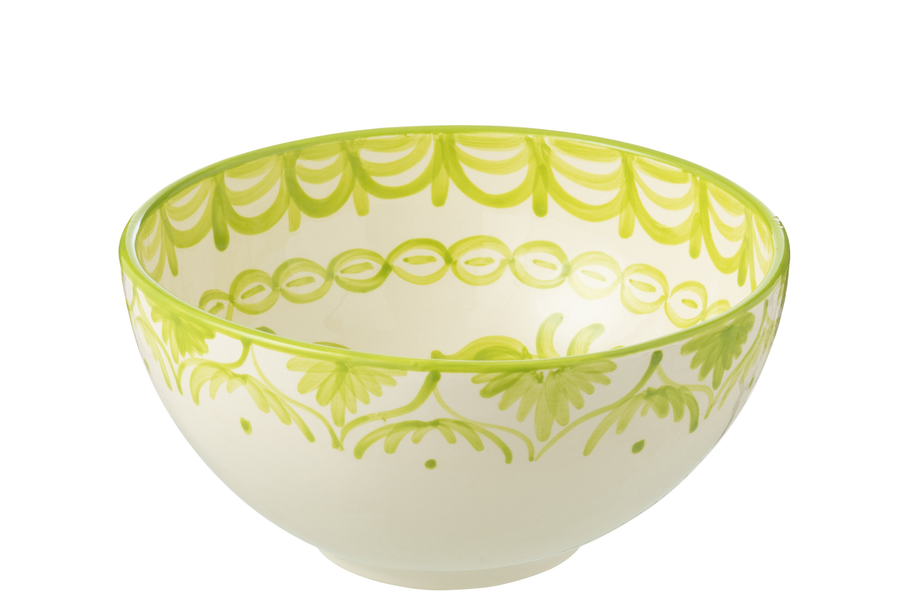 J-Line kom Granada High - keramiek - wit/groen - large - Ø 28 cm