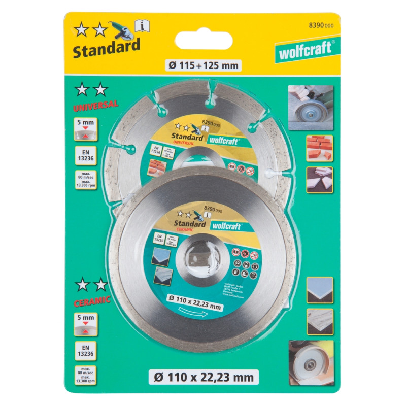 Disque à tronçonner en diamant Ø 110 mm 2 pièces WOLFCRAFT