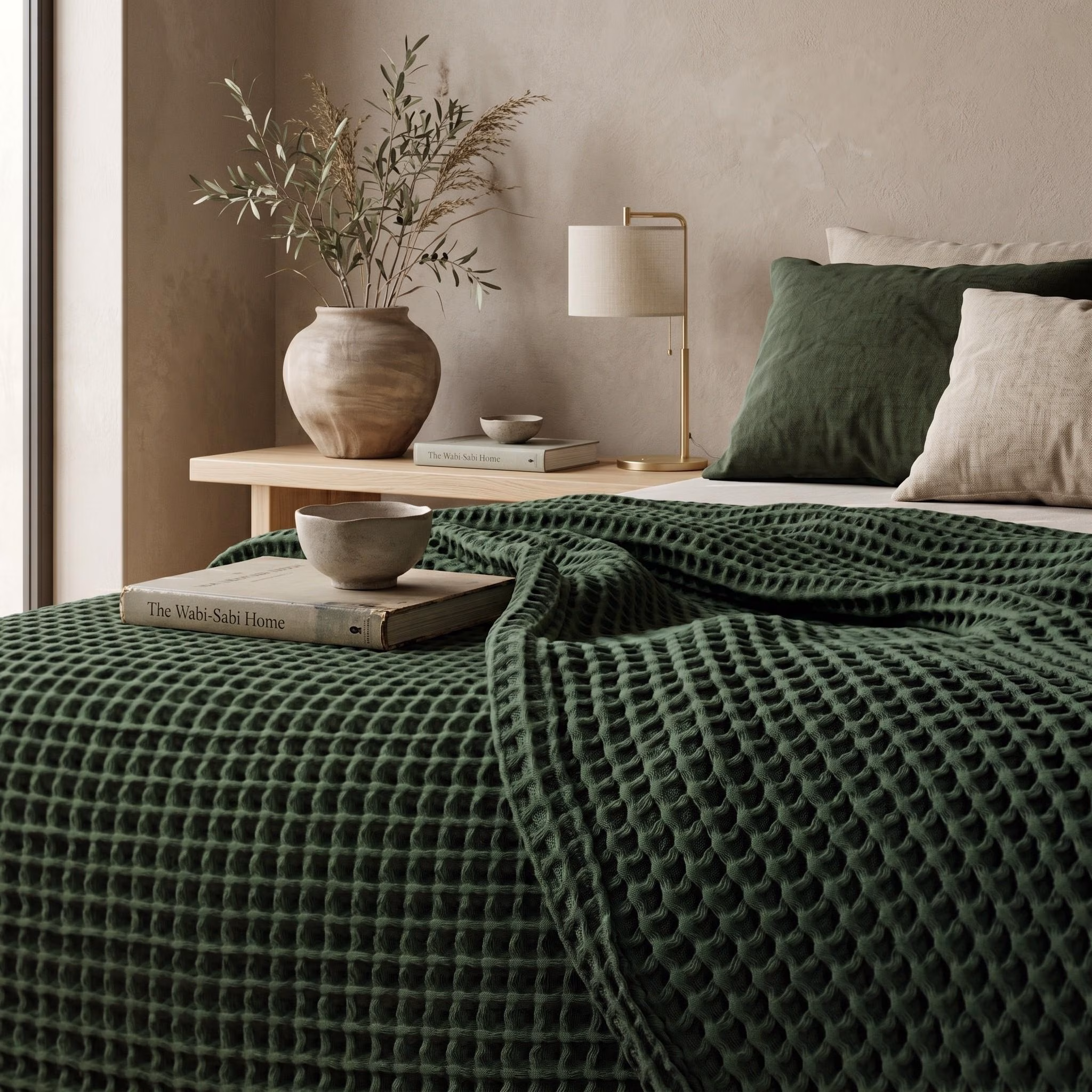 Organic Cotton Waffle Blanket: Soft King Bed Cover, Summer Bedspread