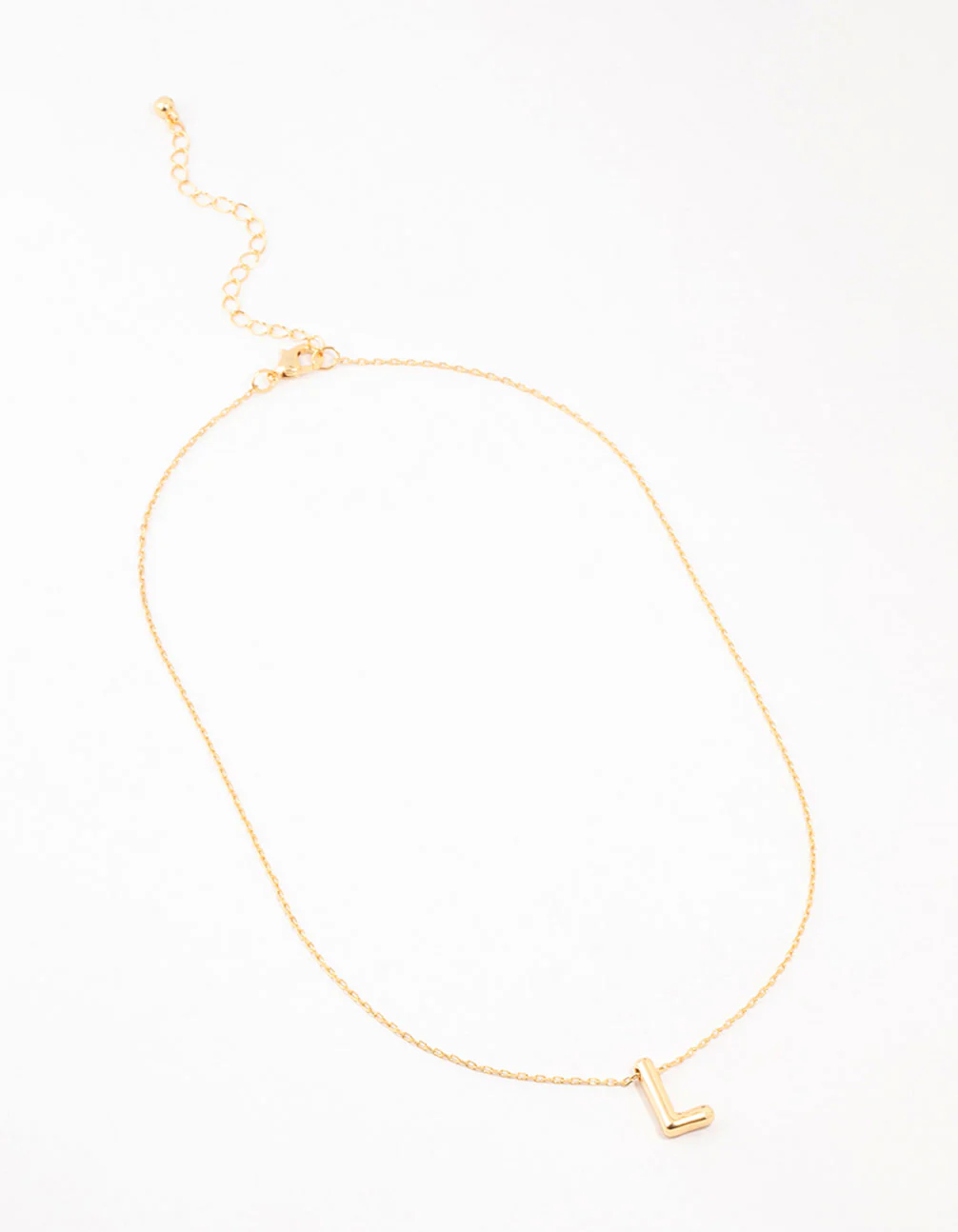 Gold Plated Bubble Letter L Necklace