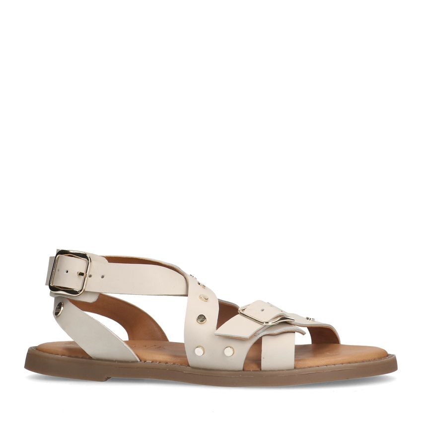 No Stress Witte leren sandalen met studs
