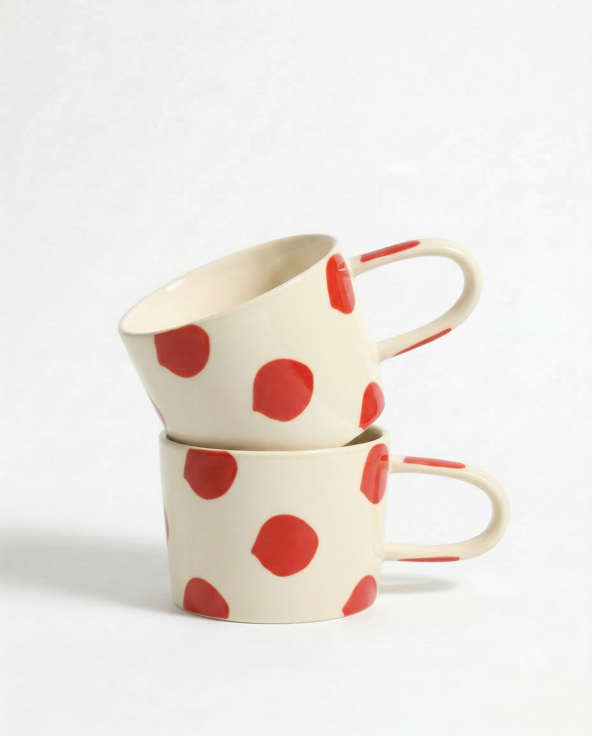 vtwonen - Mokken - Rood - Stippen - Set van 2 - Keramiek - 350ml