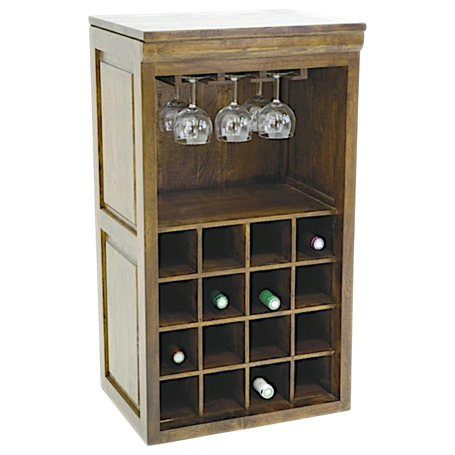 Meuble range bouteilles et verres hévéa 49x38x88cm TRADITION