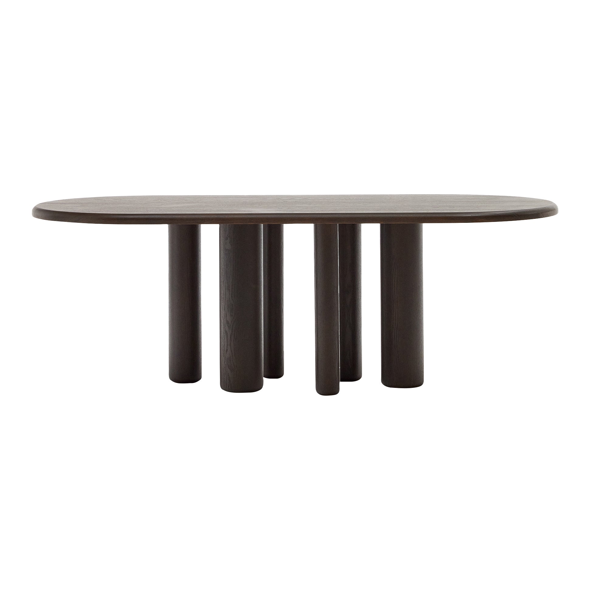 Kave Home - Ovale Mailen-tafel in essenfineer met donkere afwerking Ø