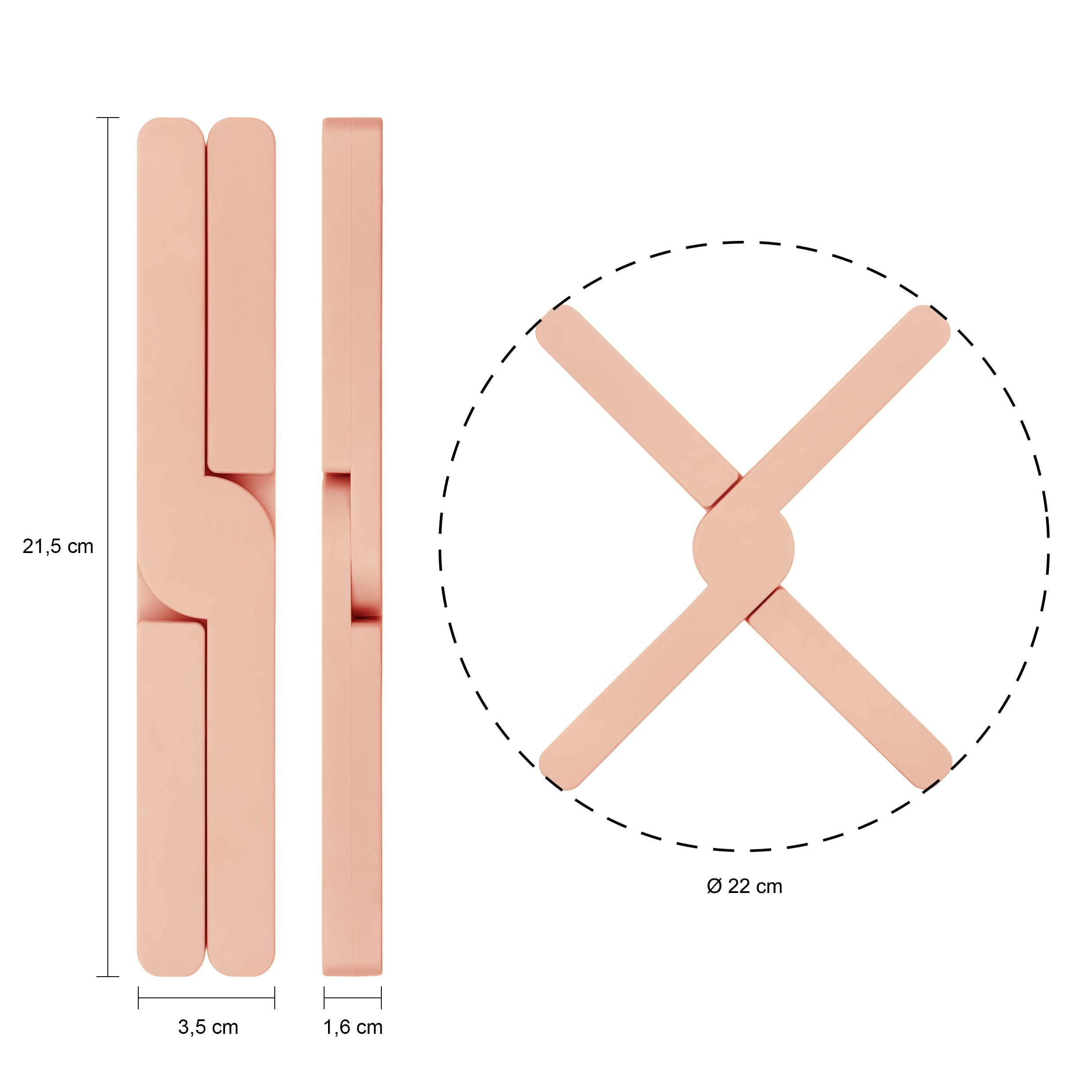 Krumble Opvouwbare siliconen pannenonderzetter - Roze - Set van 2