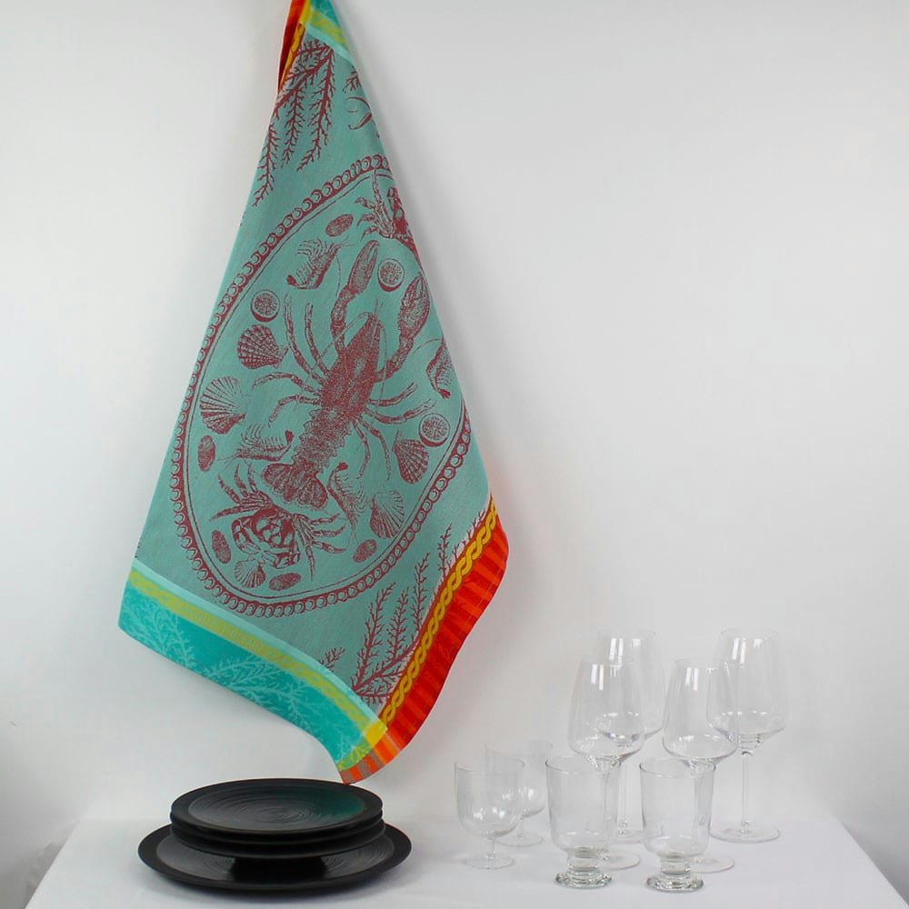 MAREE BASSE LAGON - Torchon  pur coton multicolore 56x77