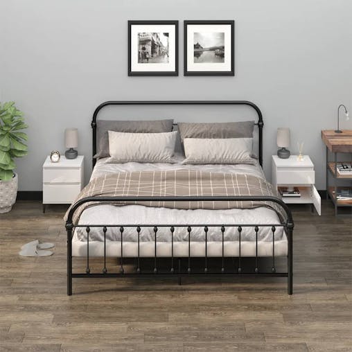 NNEVL Bedside Cabinets 2 pcs High Gloss White 40x35x50 cm