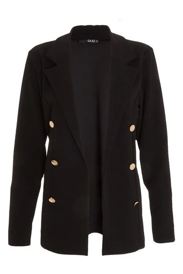 Quiz Black Button Detail Blazer