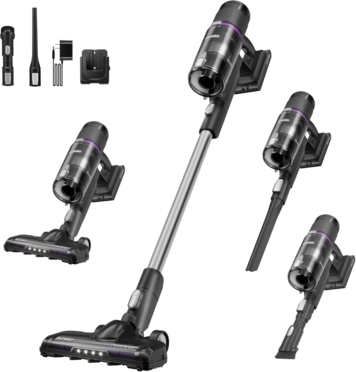 EurekaCordless Vacuum - 50 Min Runtime for Large Homes, 5.5 lbs Lightweight, Ideal for Pet Hair & Allergies on Hardwood & Carpet ReactiClean 410