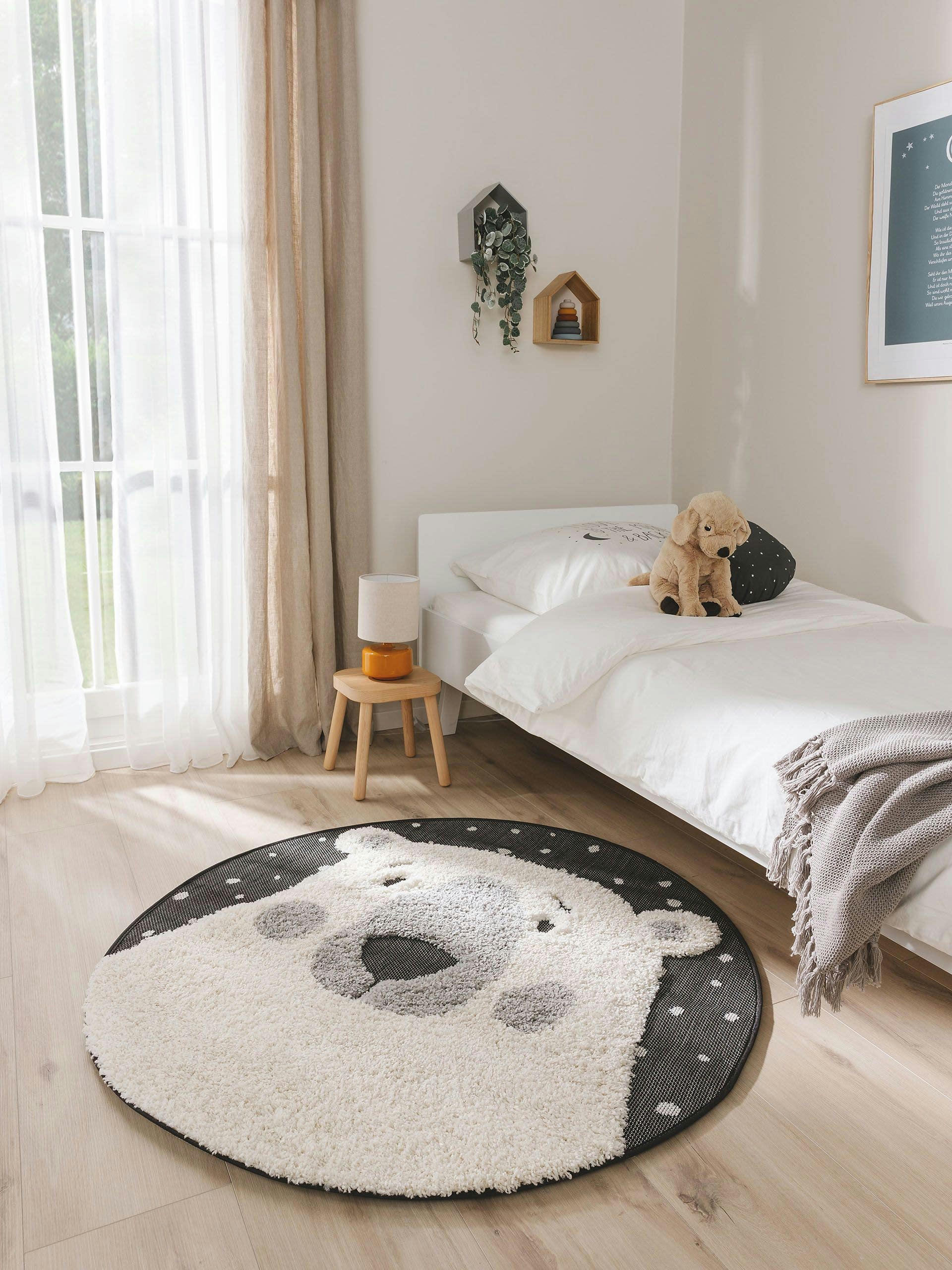 CARLO - Tapis enfant noir & blanc D 120 rond