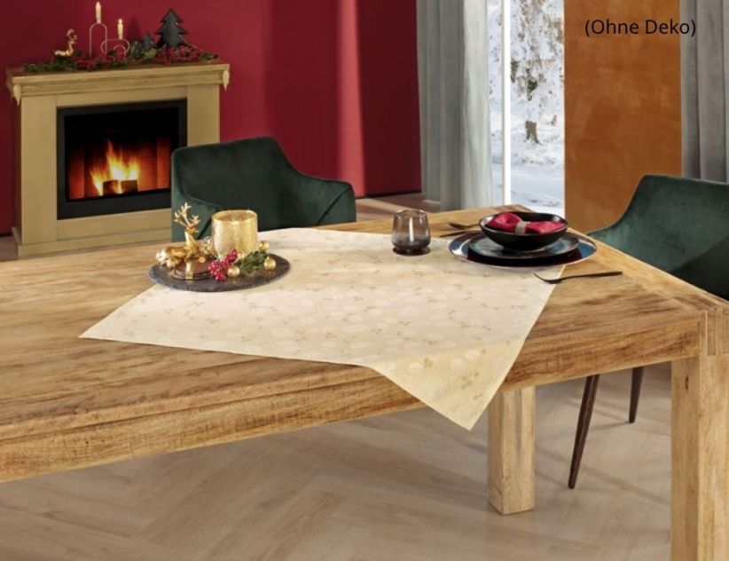 Tischdecke Blätter, Ranken Champagner